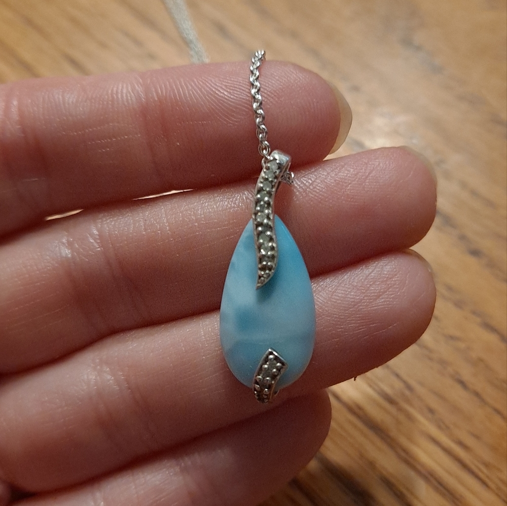 Marahlago Larimar & Diamond Sterling Silver Shore Necklace (RETIRED)